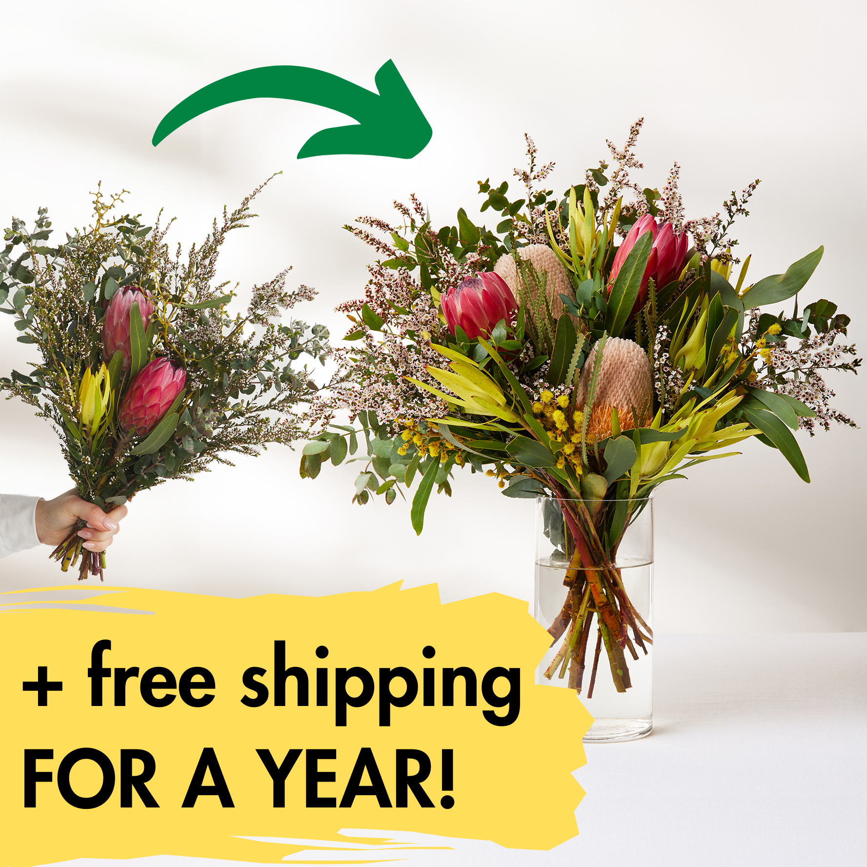 Upsize Your Bouquet + Free Shipping For A Year